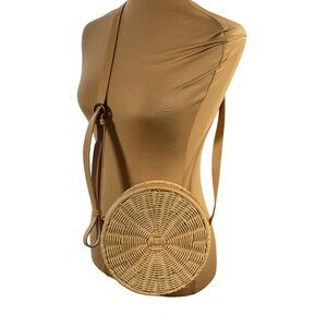Unbranded Straw Crossbody Purse Bag Tan Cream Zip NWOT